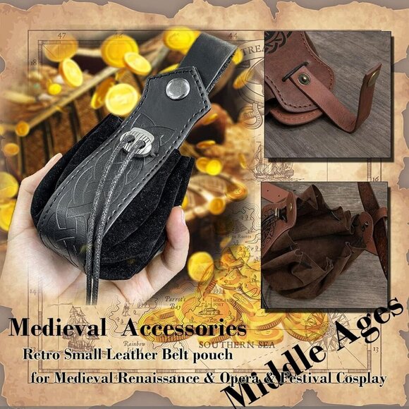Leather Waist Pouch Vintage Medieval Fanny Pack Crossbody Cosplay Accessory main image 6